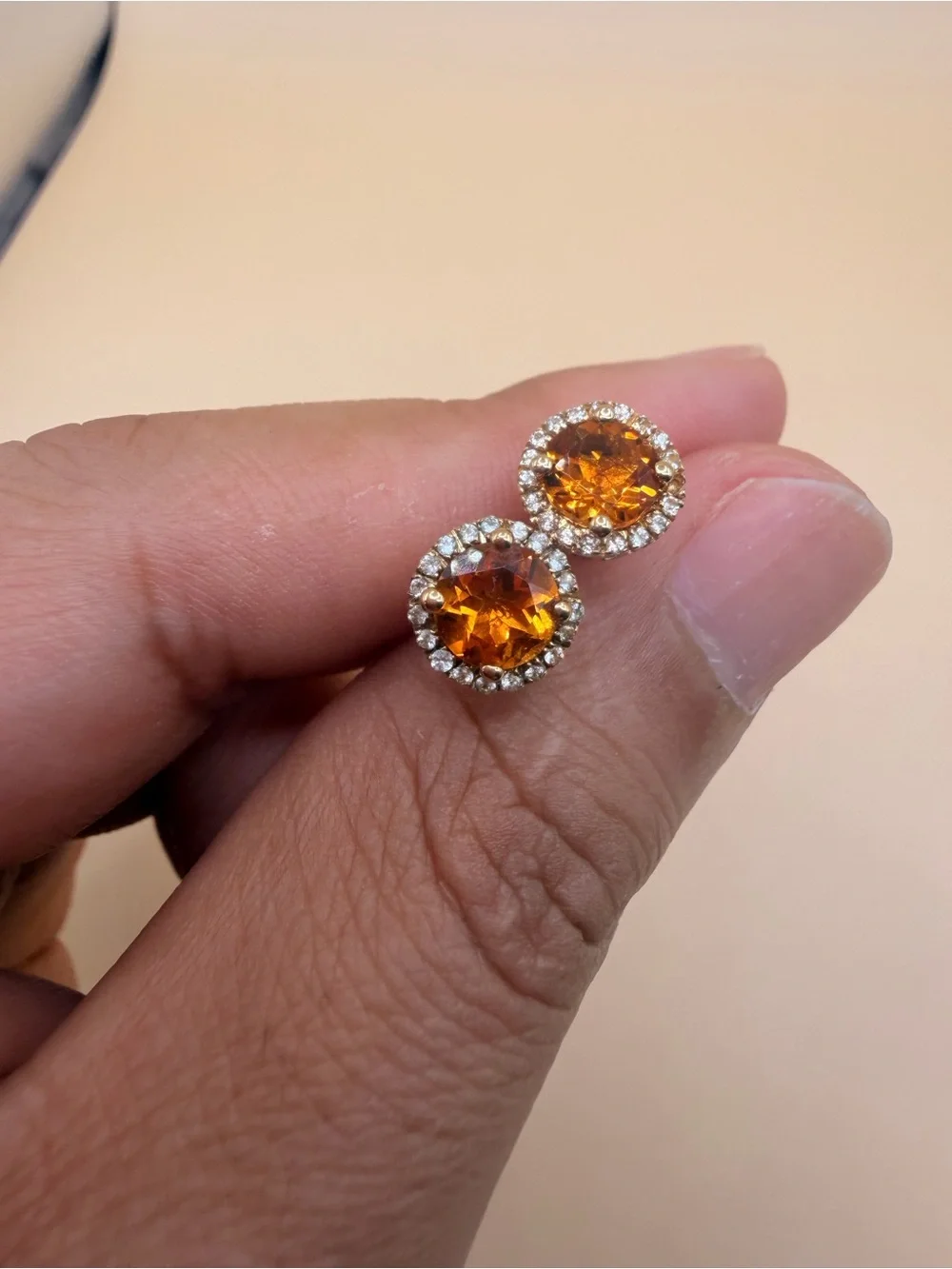10k Yellow Gold Citrine & White Topaz Earrings. Firm Price Read Please.